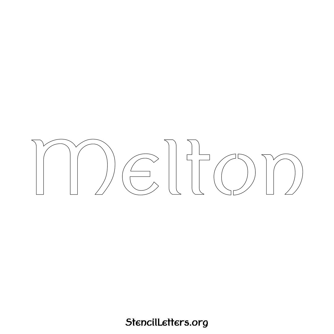 Melton name stencil in Ancient Lettering