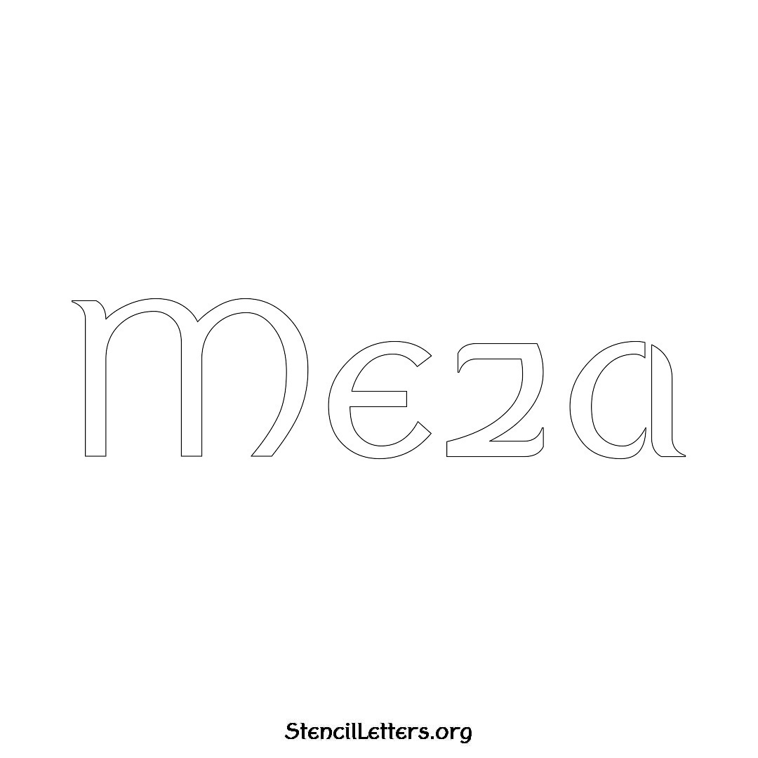 Meza name stencil in Ancient Lettering