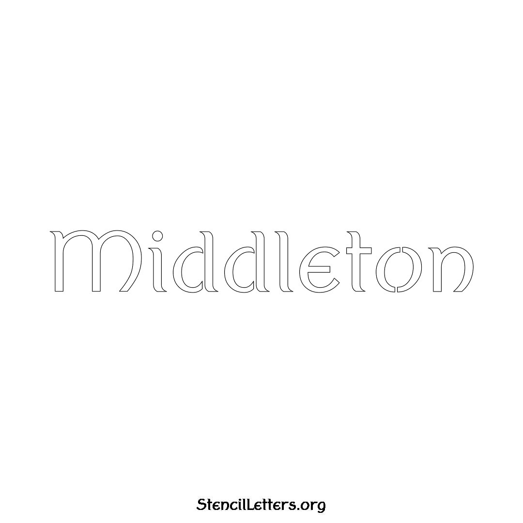 Middleton name stencil in Ancient Lettering