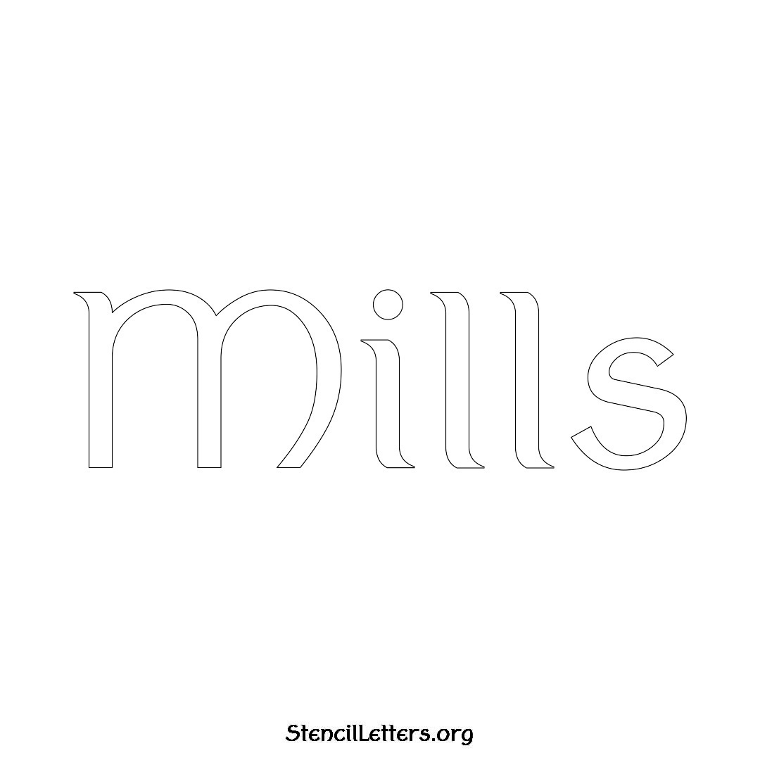 Mills name stencil in Ancient Lettering