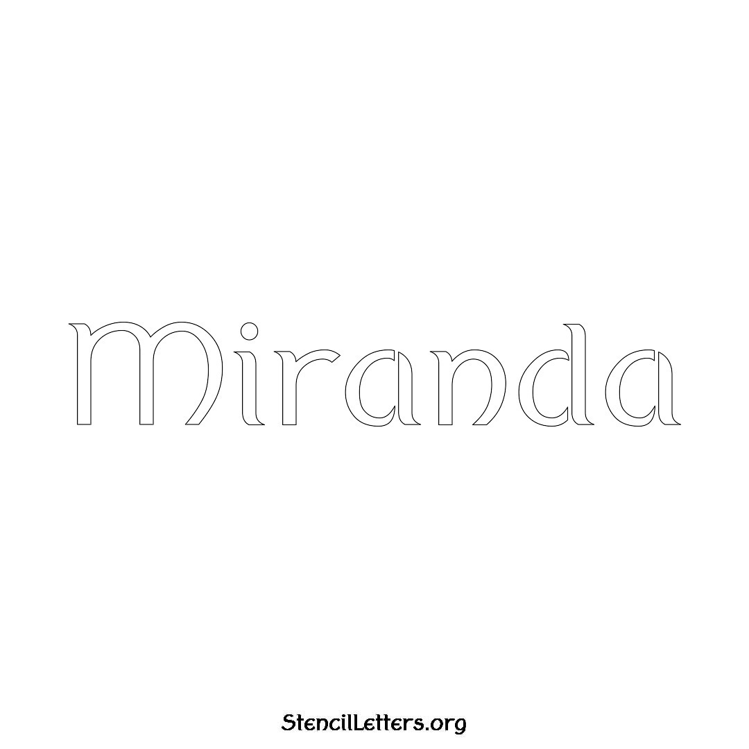 Miranda name stencil in Ancient Lettering