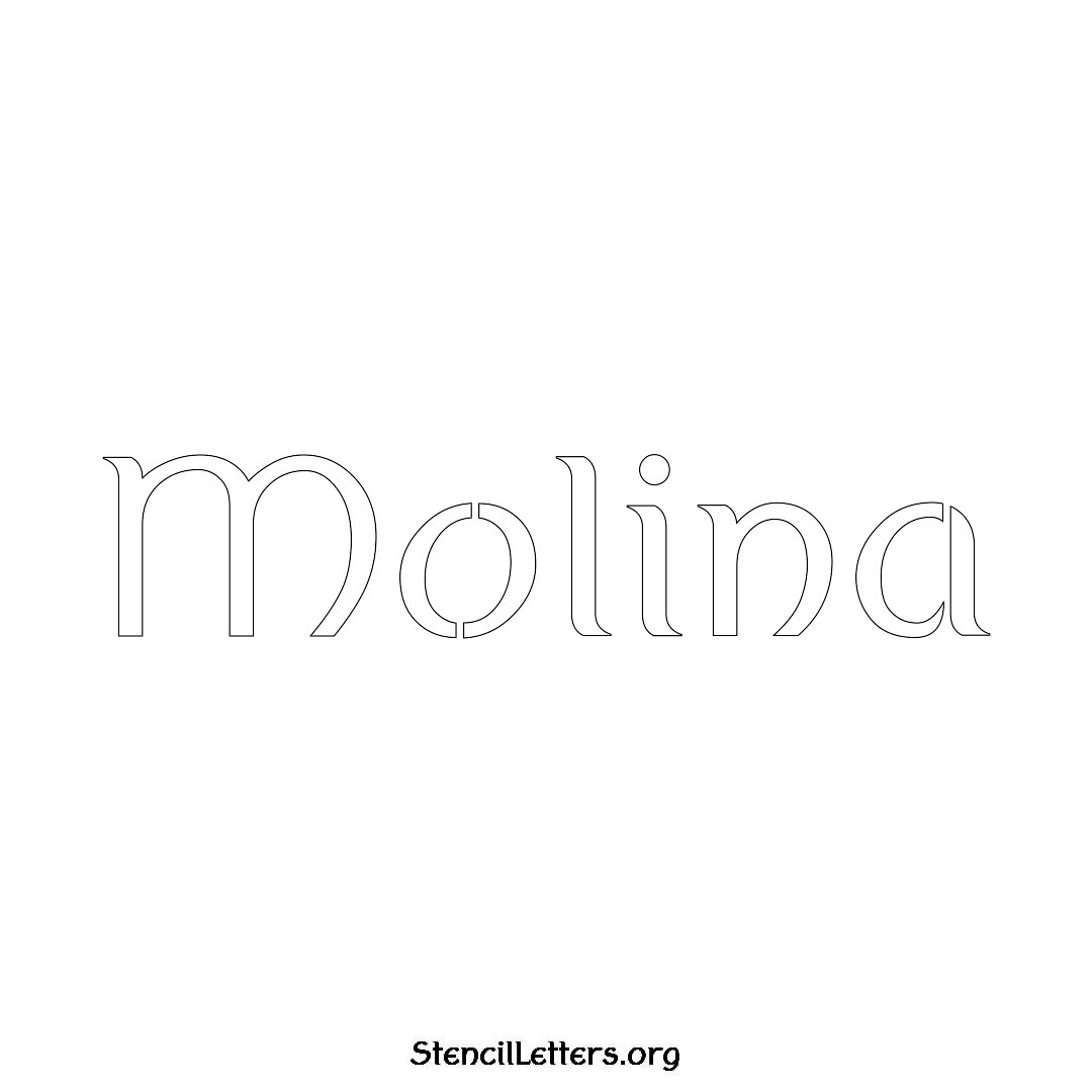 Molina name stencil in Ancient Lettering