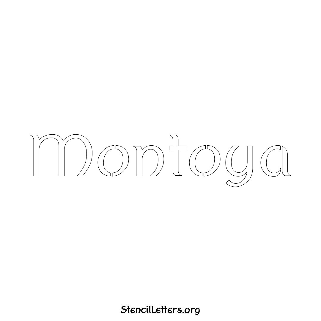 Montoya name stencil in Ancient Lettering