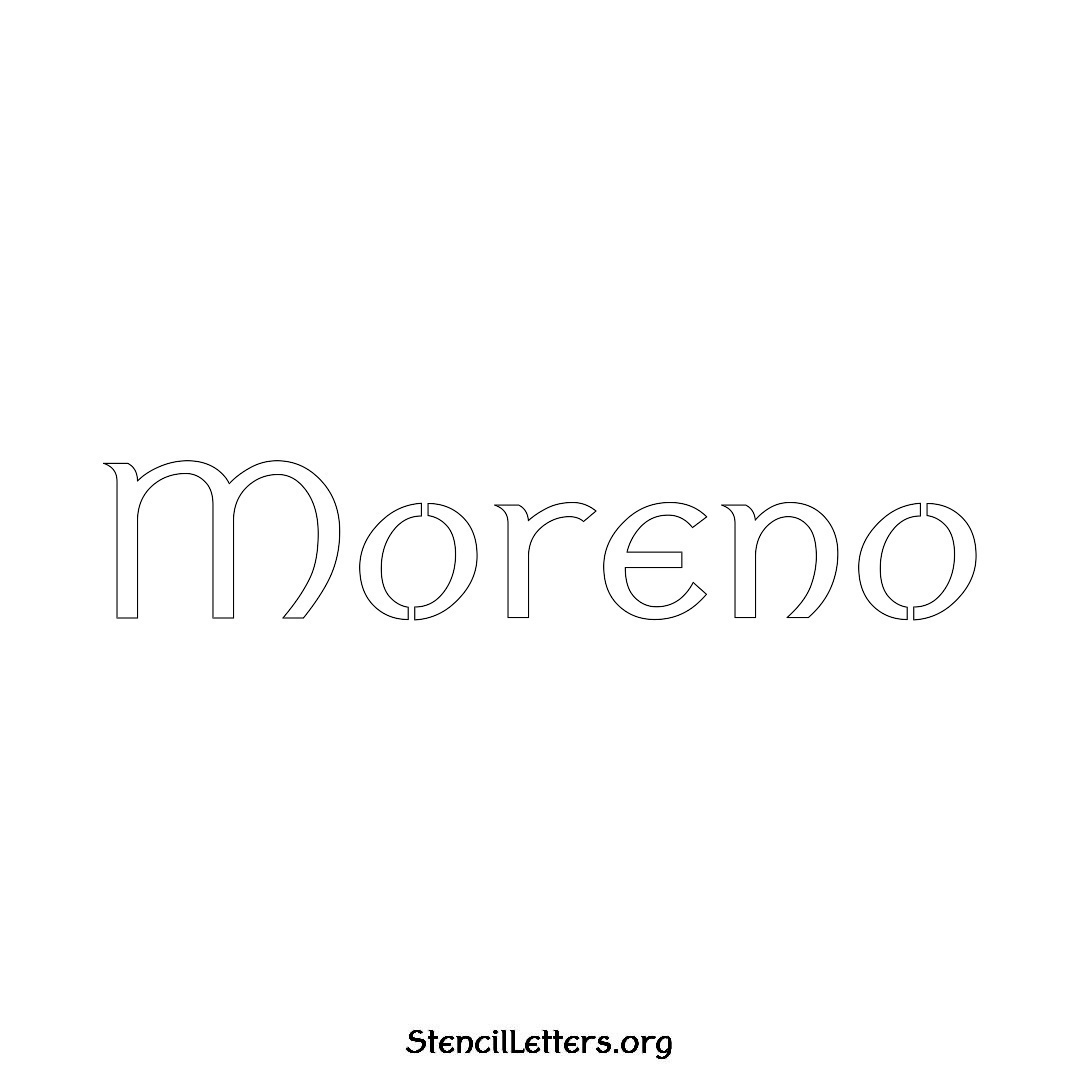 Moreno name stencil in Ancient Lettering