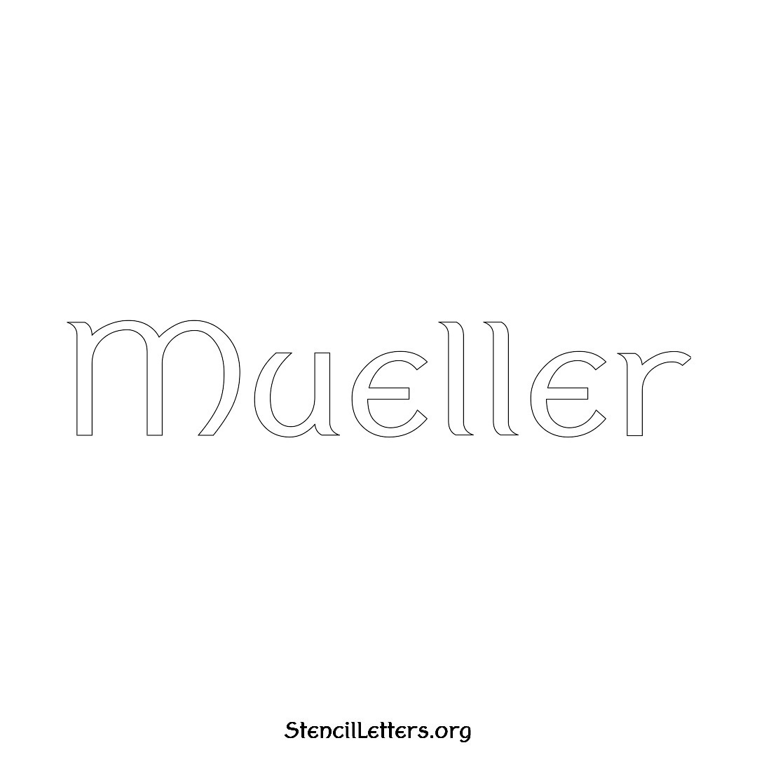 Mueller name stencil in Ancient Lettering