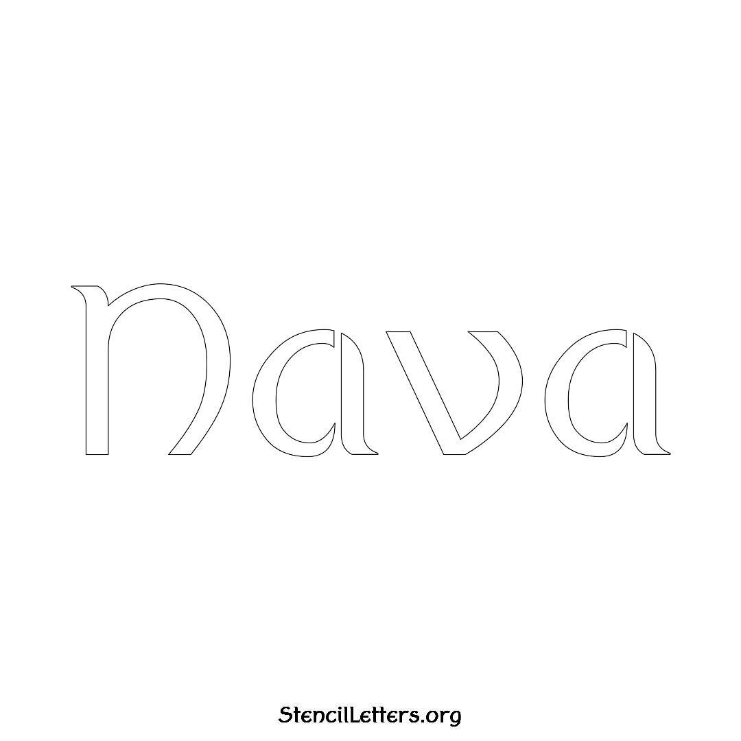 Nava name stencil in Ancient Lettering