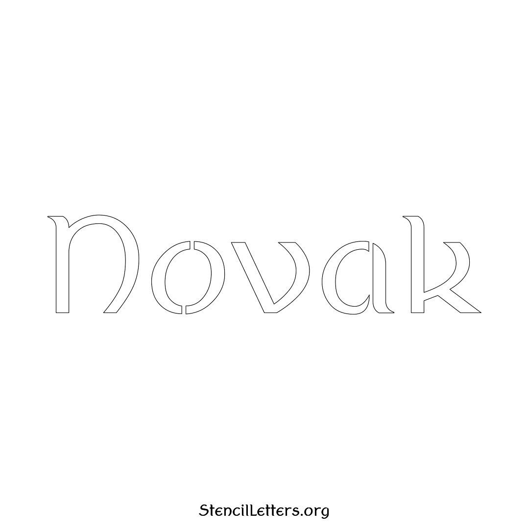 Novak name stencil in Ancient Lettering