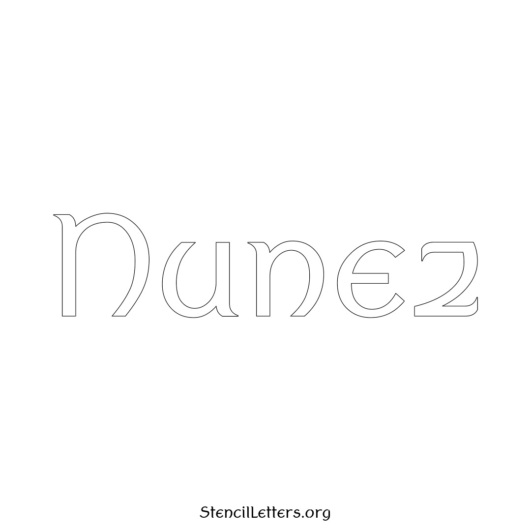 Nunez name stencil in Ancient Lettering