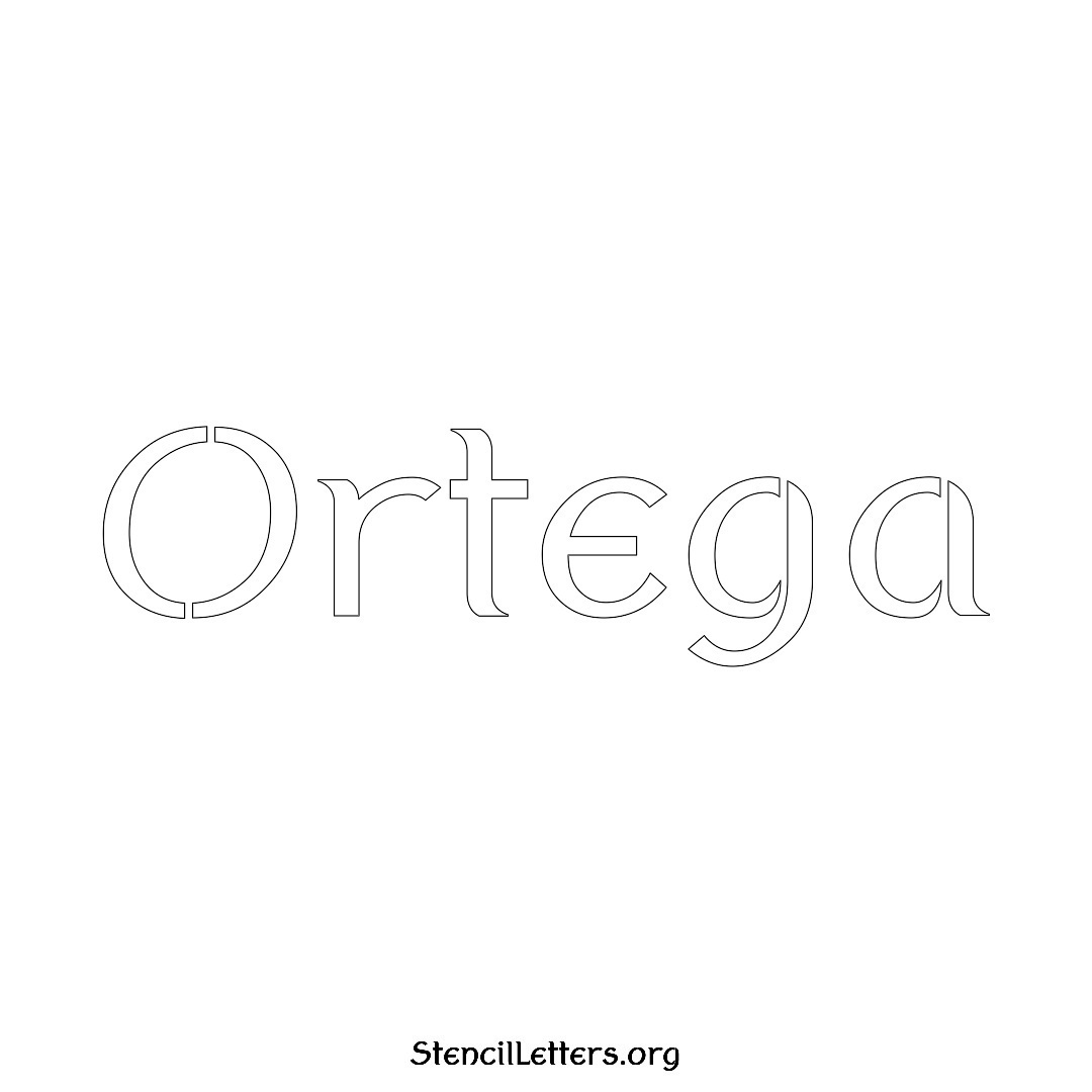 Ortega name stencil in Ancient Lettering