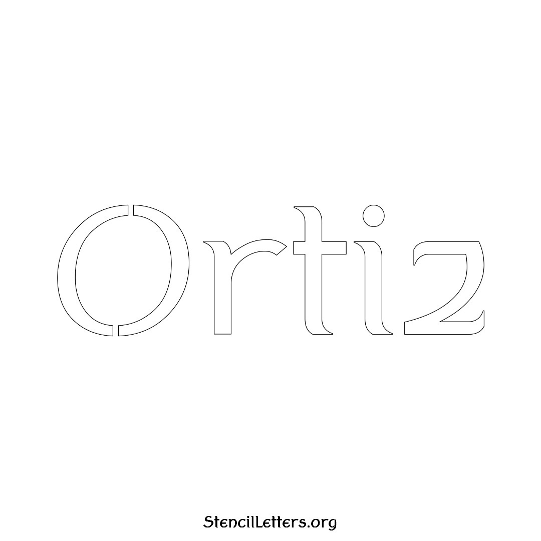 Ortiz name stencil in Ancient Lettering