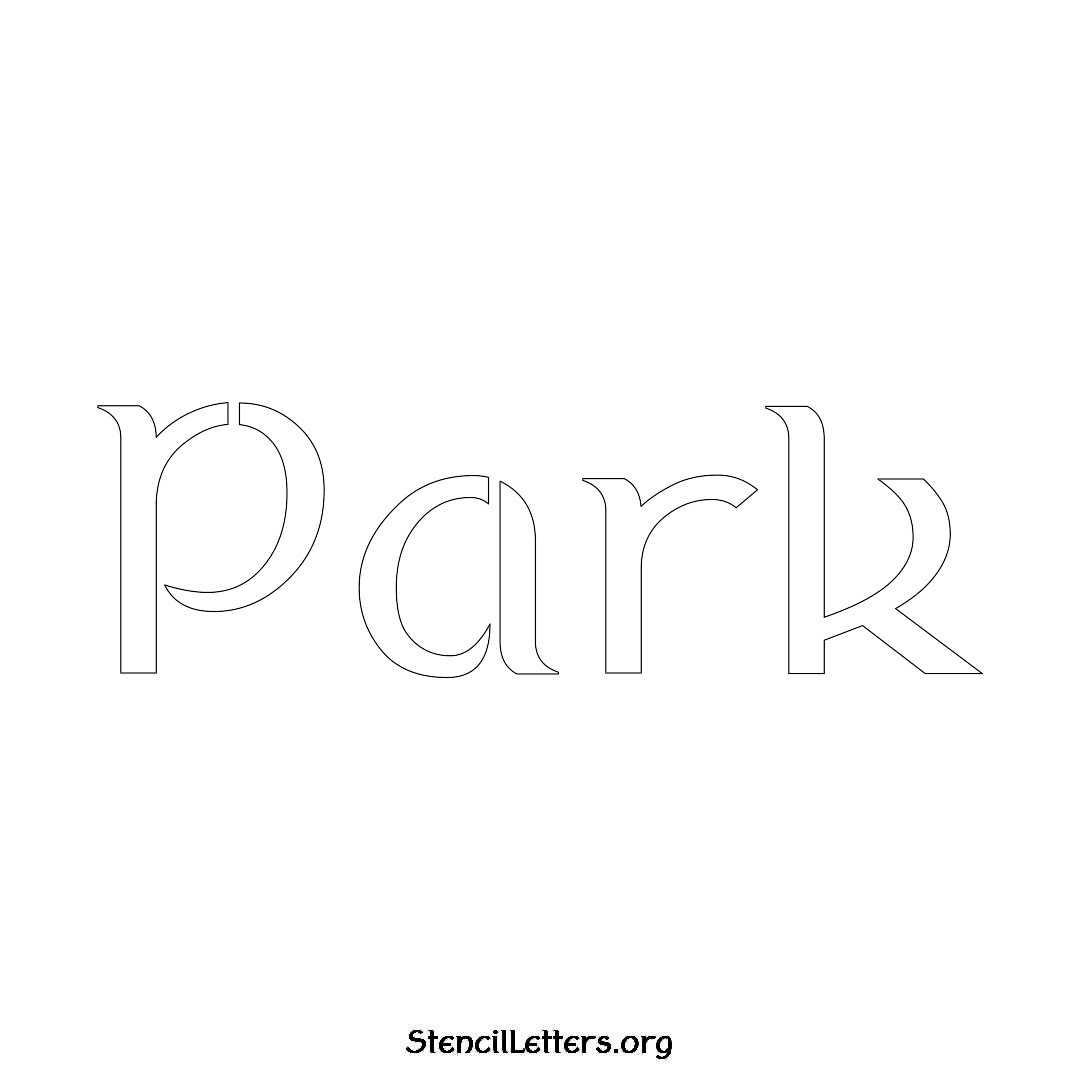 Park name stencil in Ancient Lettering