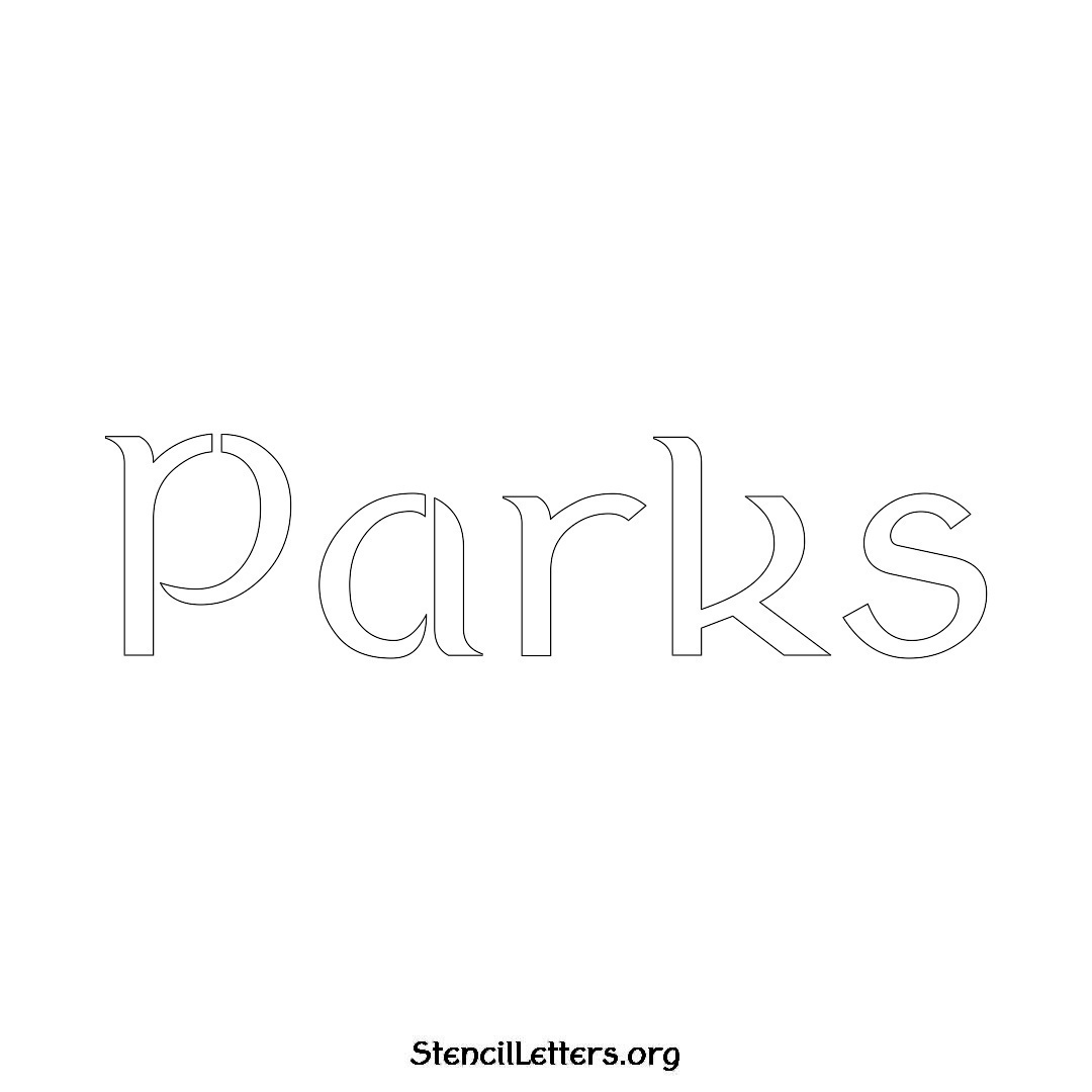 Parks name stencil in Ancient Lettering