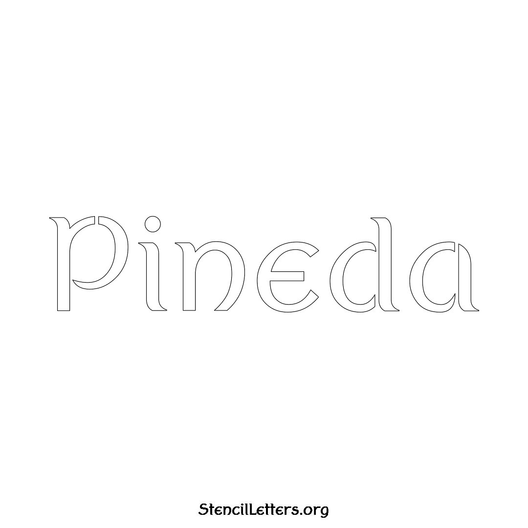 Pineda name stencil in Ancient Lettering