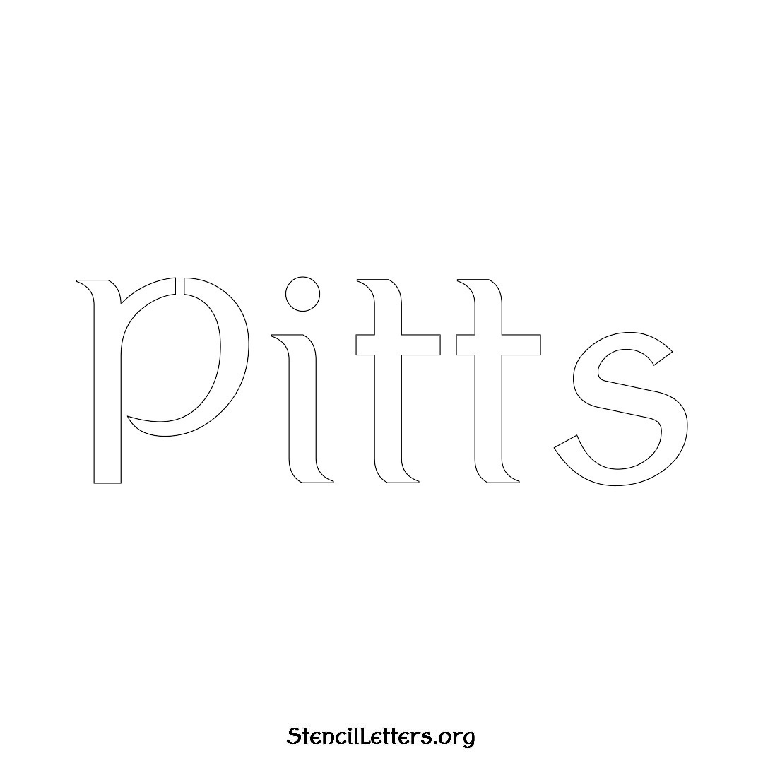 Pitts name stencil in Ancient Lettering