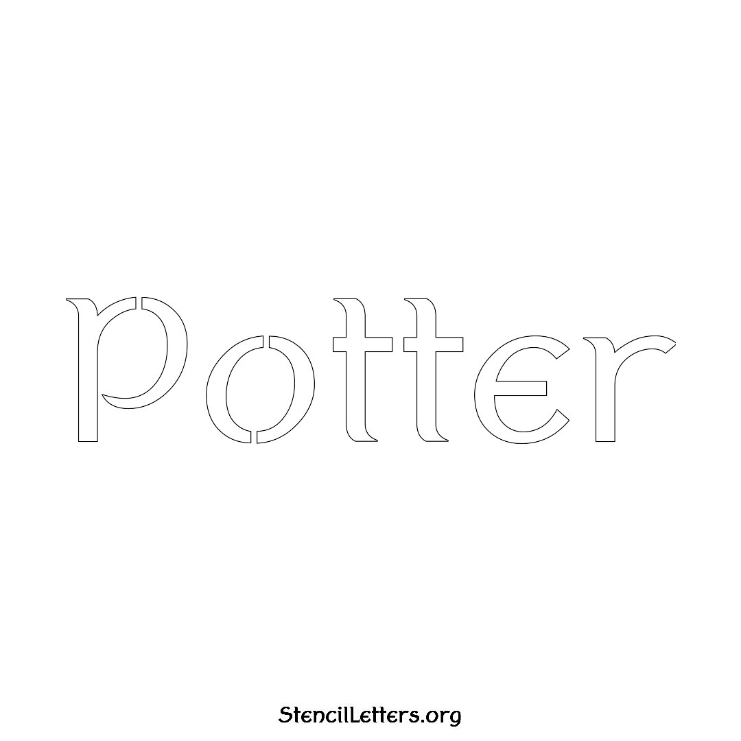 Potter name stencil in Ancient Lettering