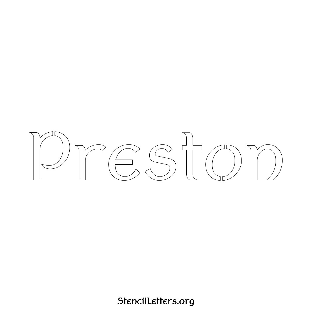 Preston name stencil in Ancient Lettering