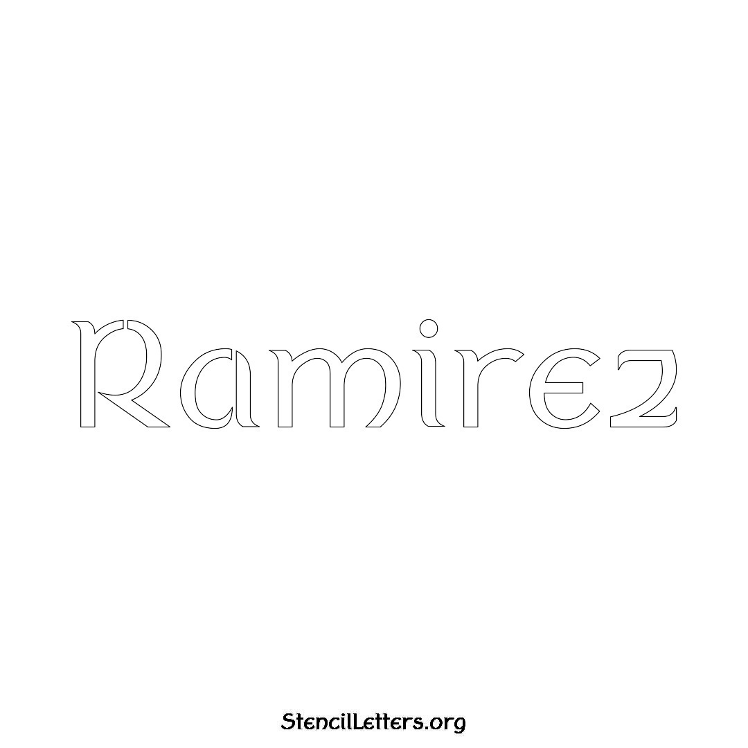 Ramirez name stencil in Ancient Lettering