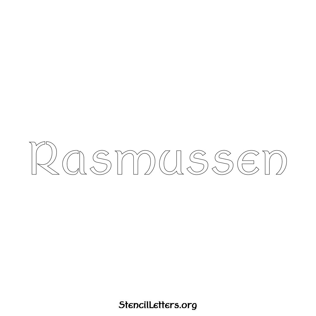 Rasmussen name stencil in Ancient Lettering