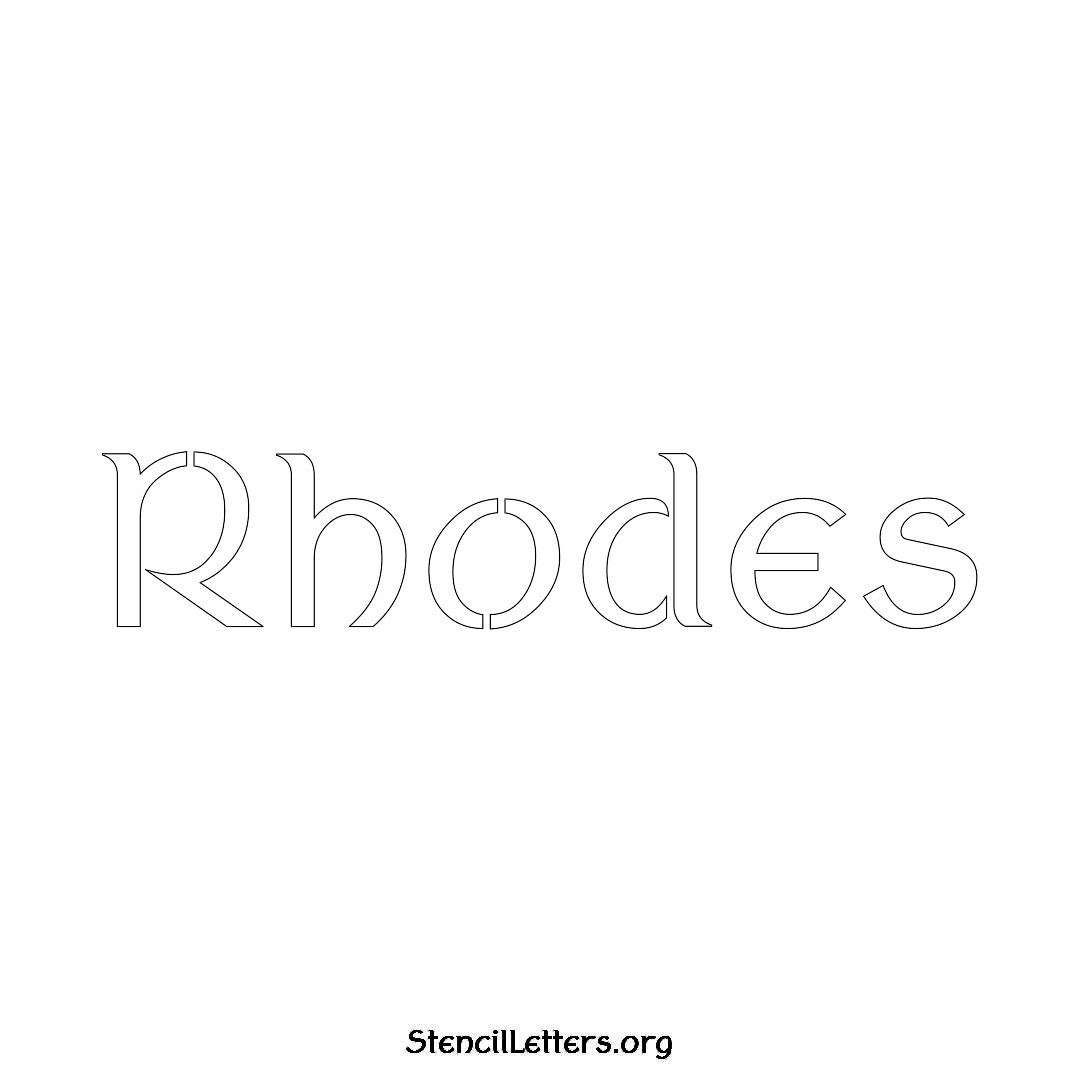 Rhodes name stencil in Ancient Lettering