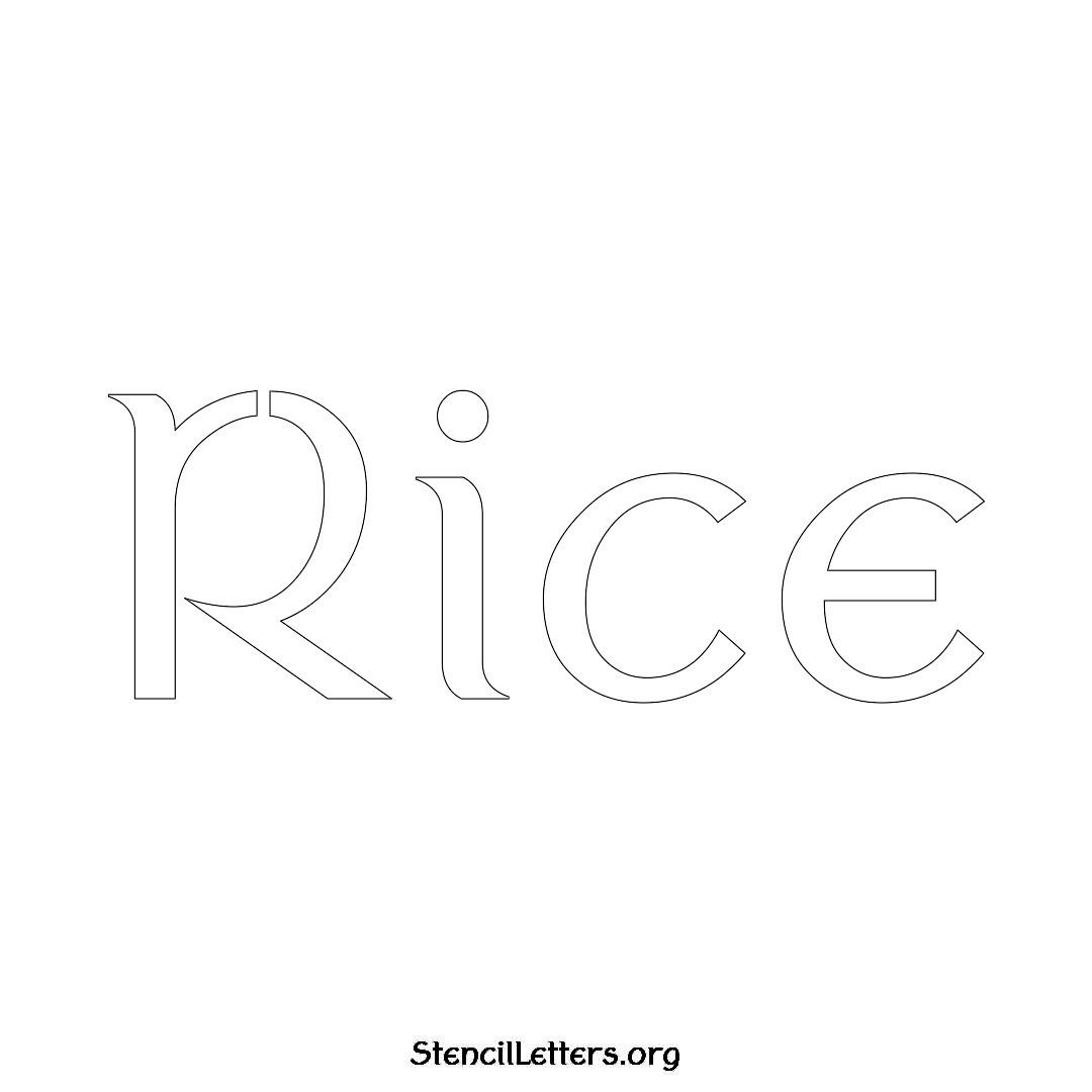 Rice name stencil in Ancient Lettering