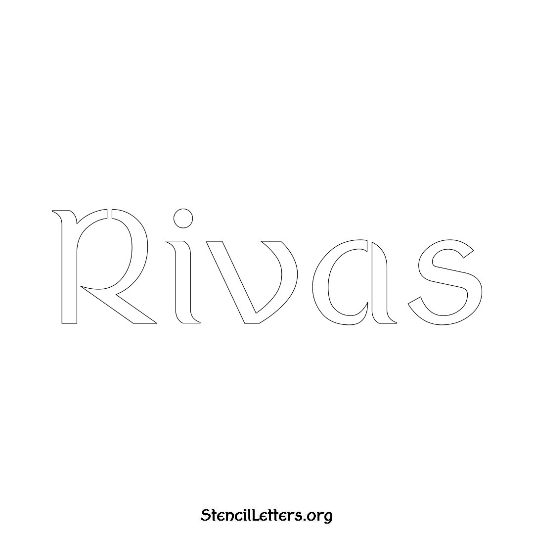 Rivas name stencil in Ancient Lettering