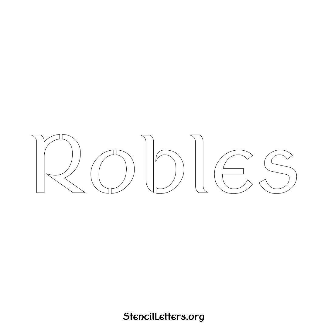 Robles name stencil in Ancient Lettering