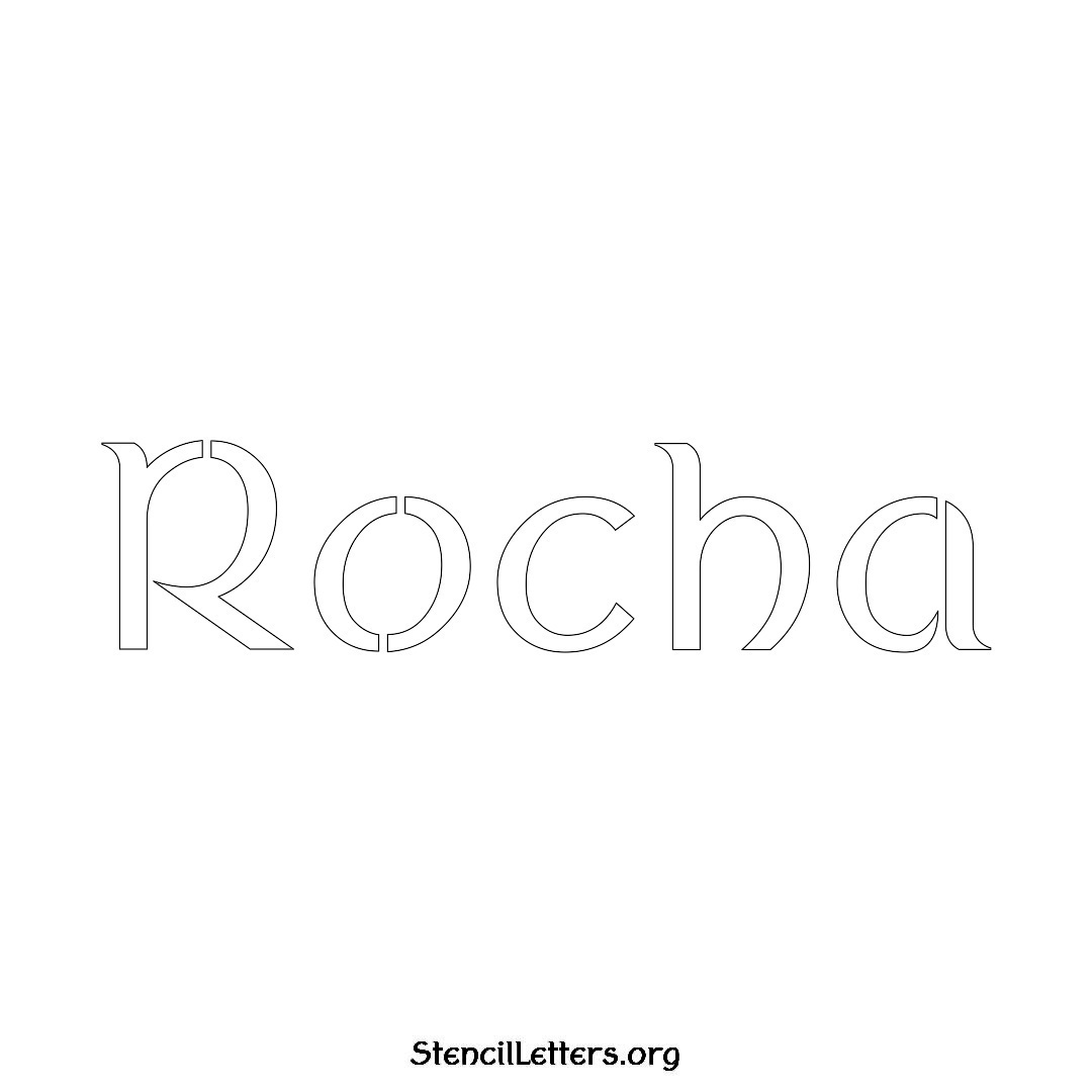 Rocha name stencil in Ancient Lettering