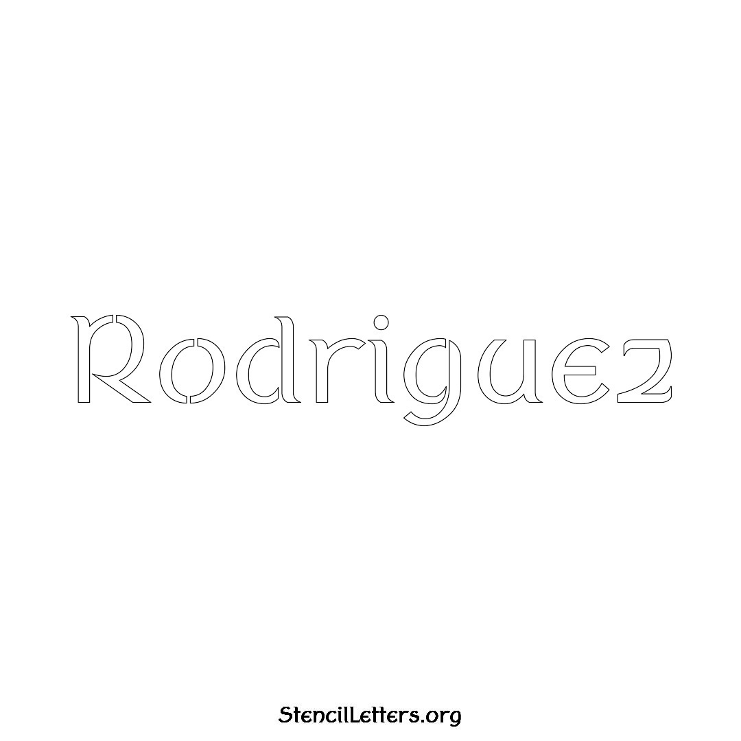 Rodriguez name stencil in Ancient Lettering