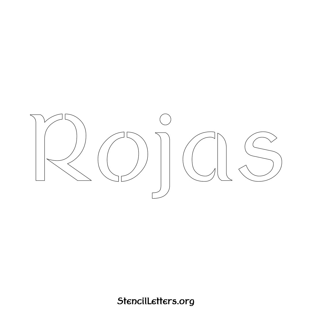 Rojas name stencil in Ancient Lettering