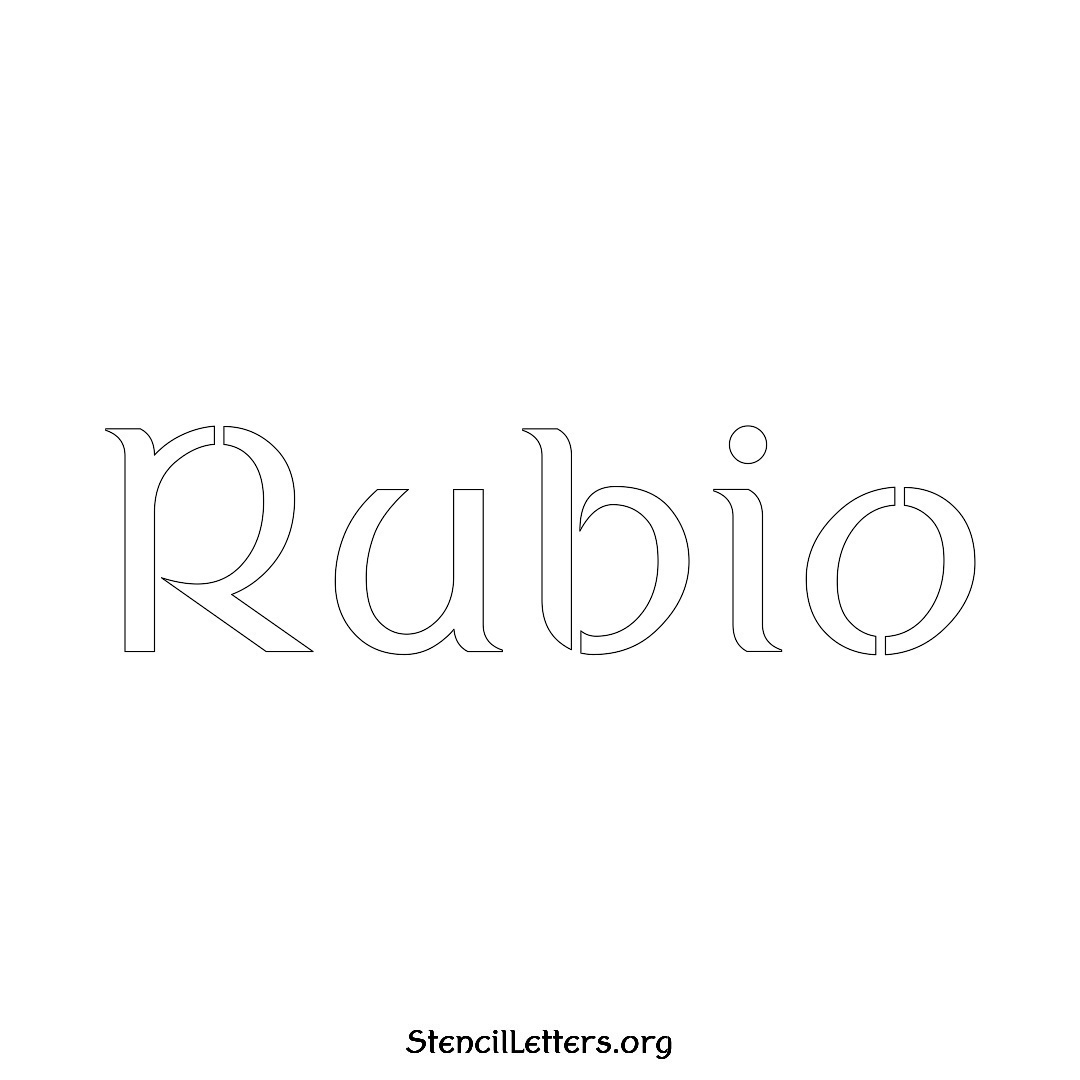 Rubio name stencil in Ancient Lettering