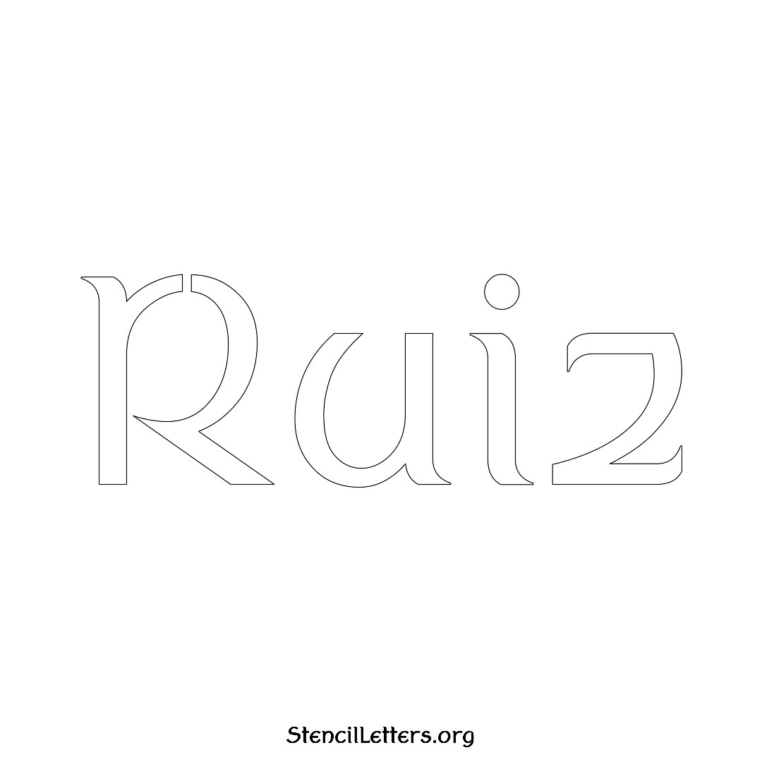 Ruiz name stencil in Ancient Lettering
