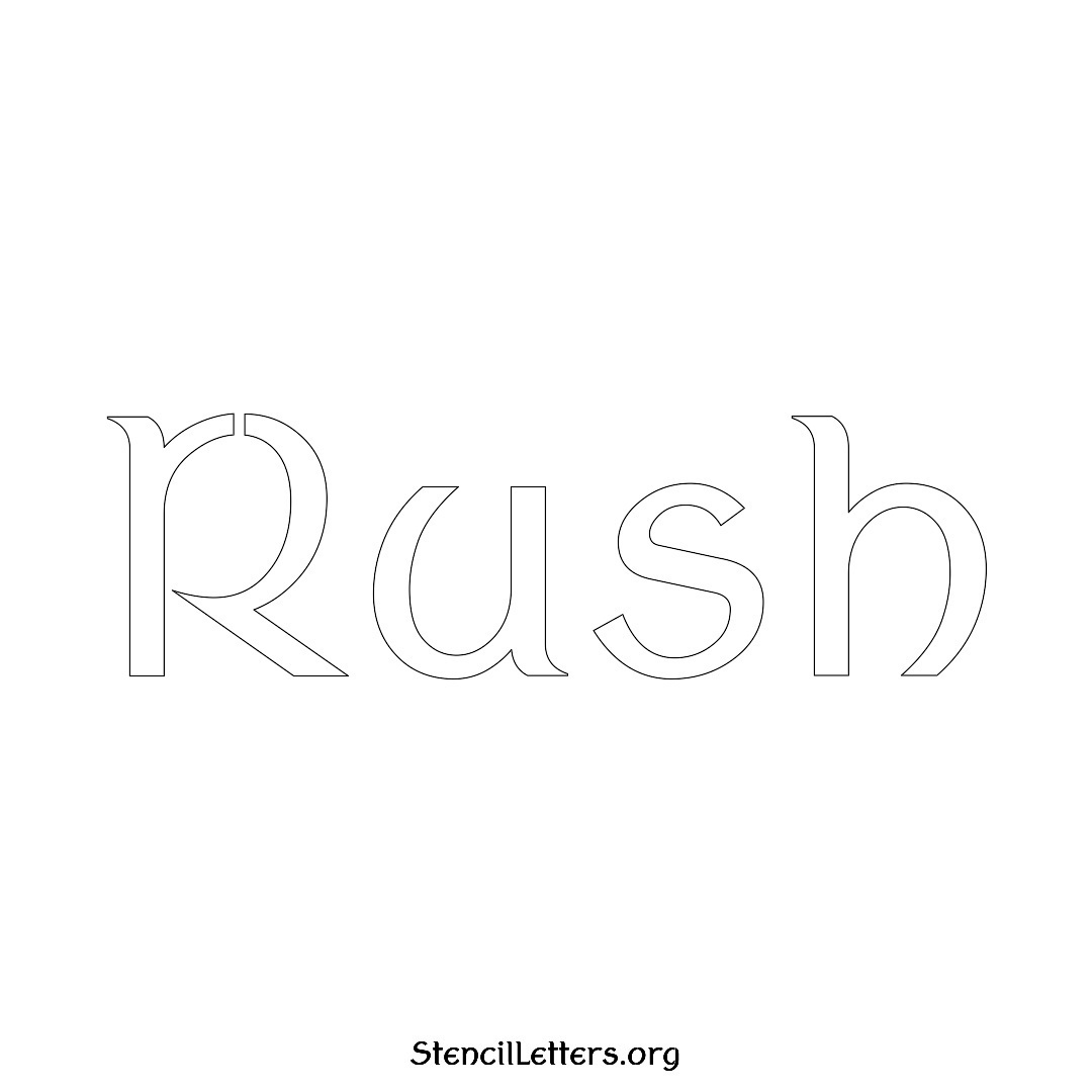 Rush name stencil in Ancient Lettering