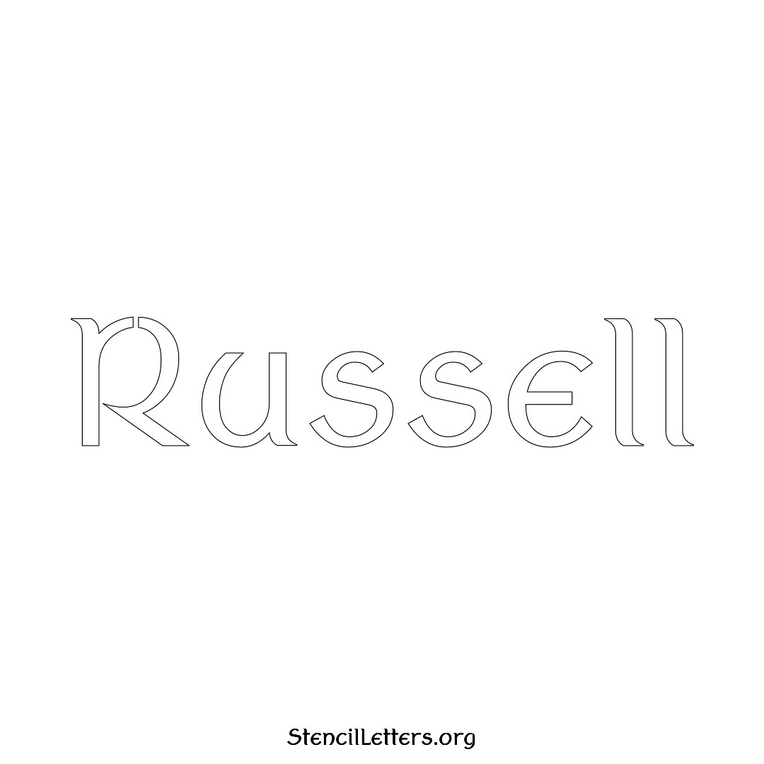 Russell name stencil in Ancient Lettering