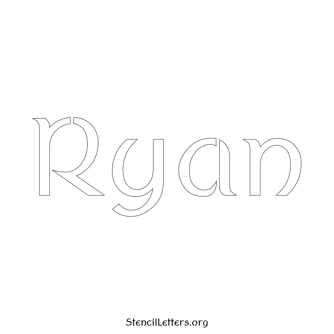 Ryan name stencil in Ancient Lettering