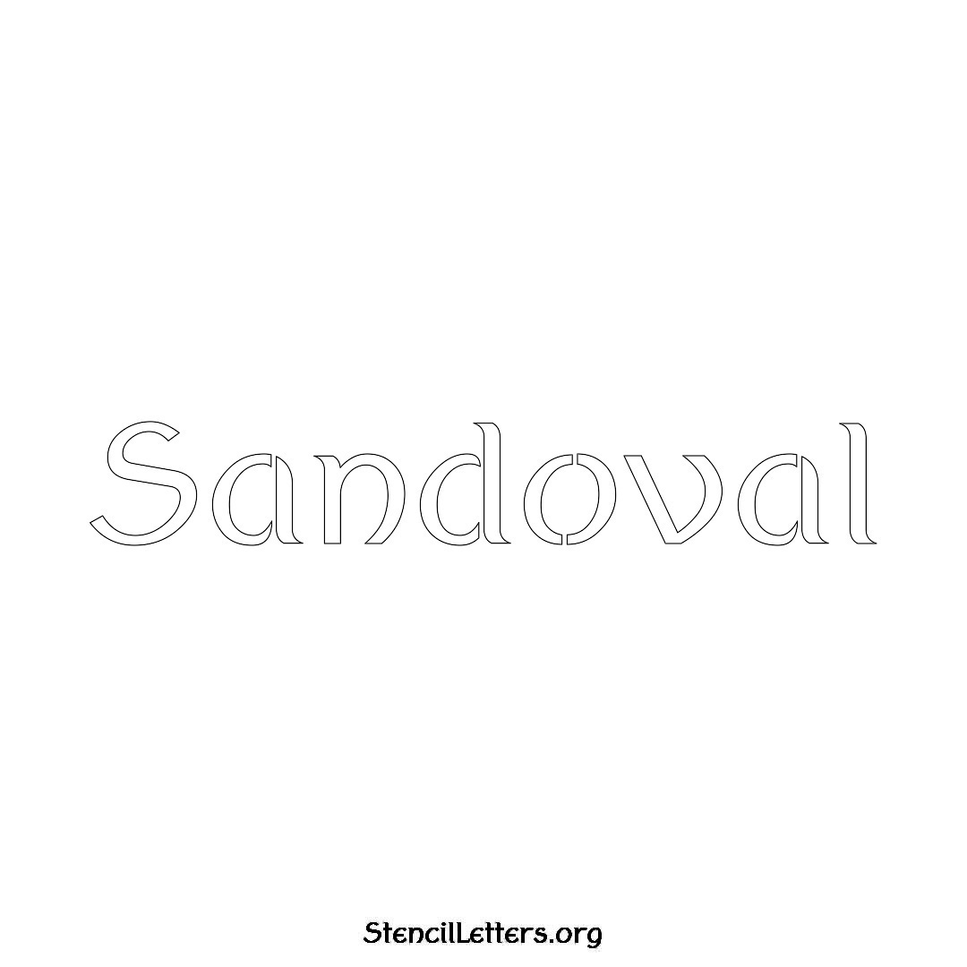 Sandoval name stencil in Ancient Lettering