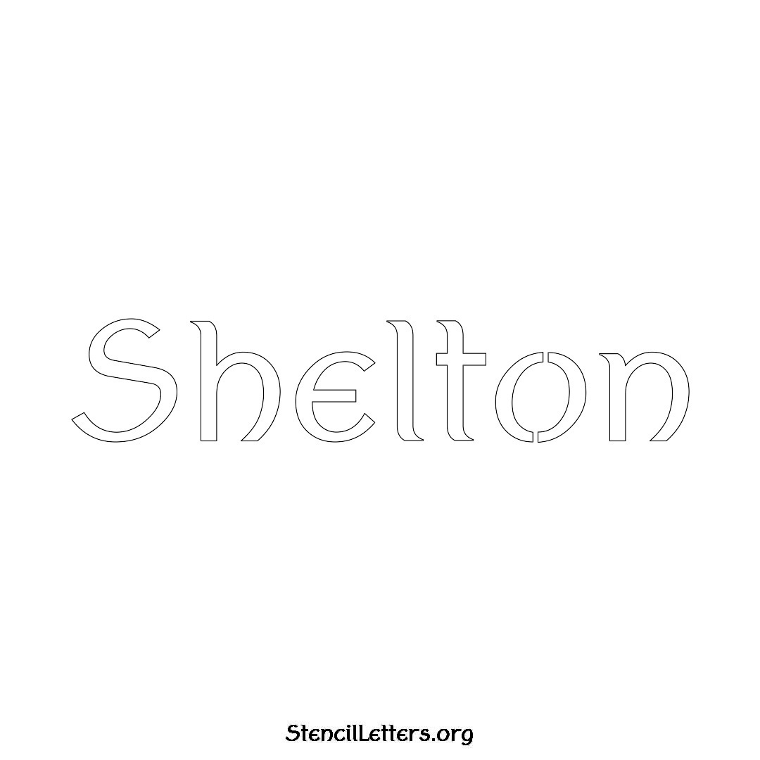 Shelton name stencil in Ancient Lettering