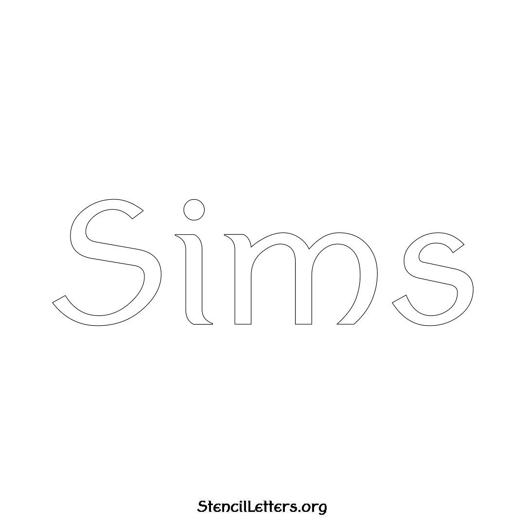 Sims name stencil in Ancient Lettering