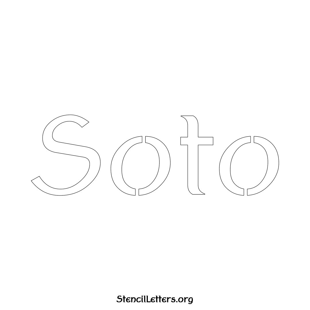 Soto name stencil in Ancient Lettering