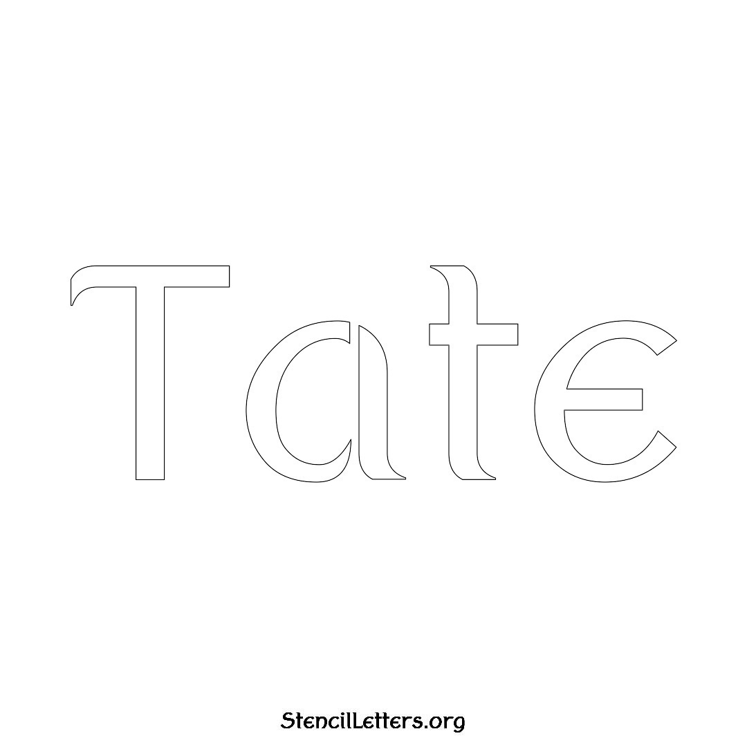 Tate name stencil in Ancient Lettering