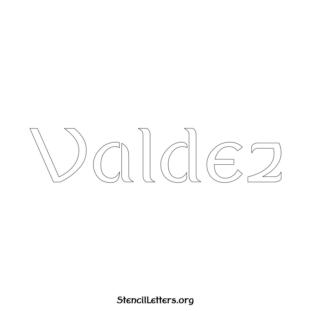 Valdez name stencil in Ancient Lettering