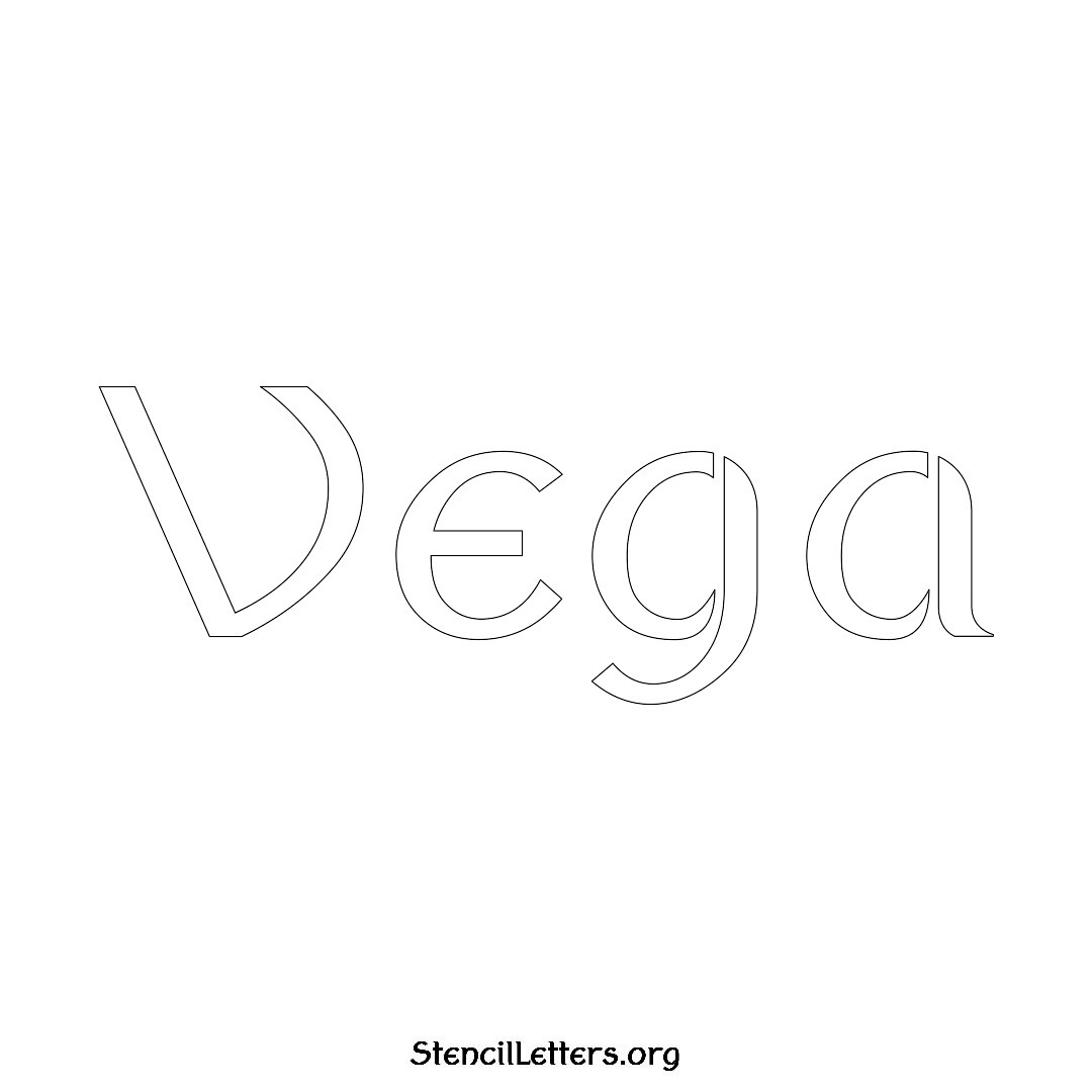 Vega name stencil in Ancient Lettering