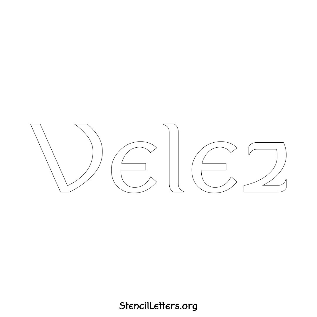 Velez name stencil in Ancient Lettering