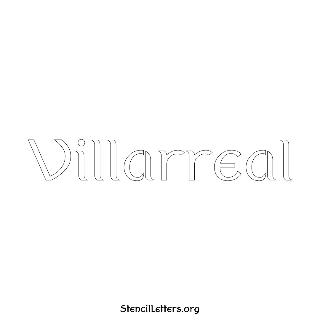 Villarreal name stencil in Ancient Lettering