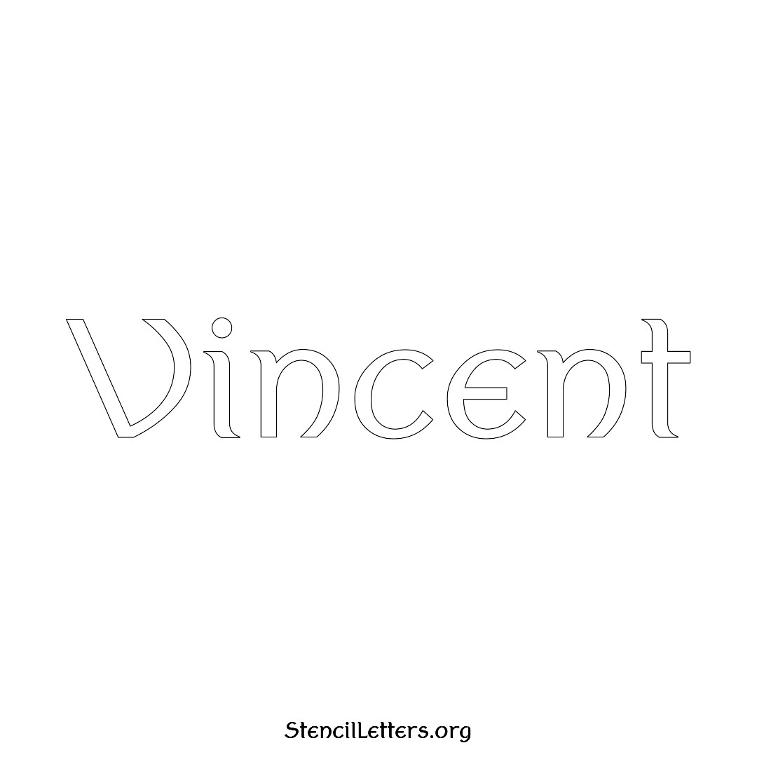 Vincent name stencil in Ancient Lettering