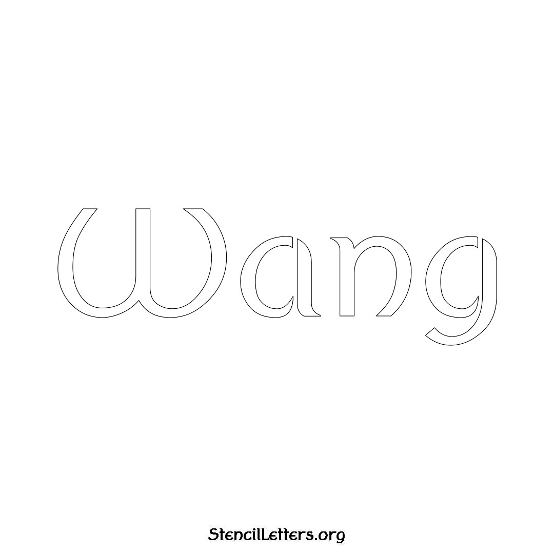 Wang name stencil in Ancient Lettering