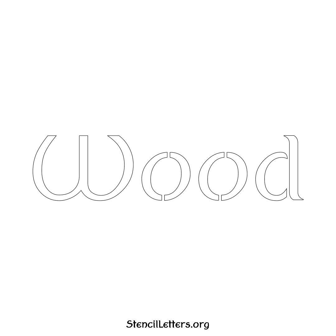 Wood name stencil in Ancient Lettering