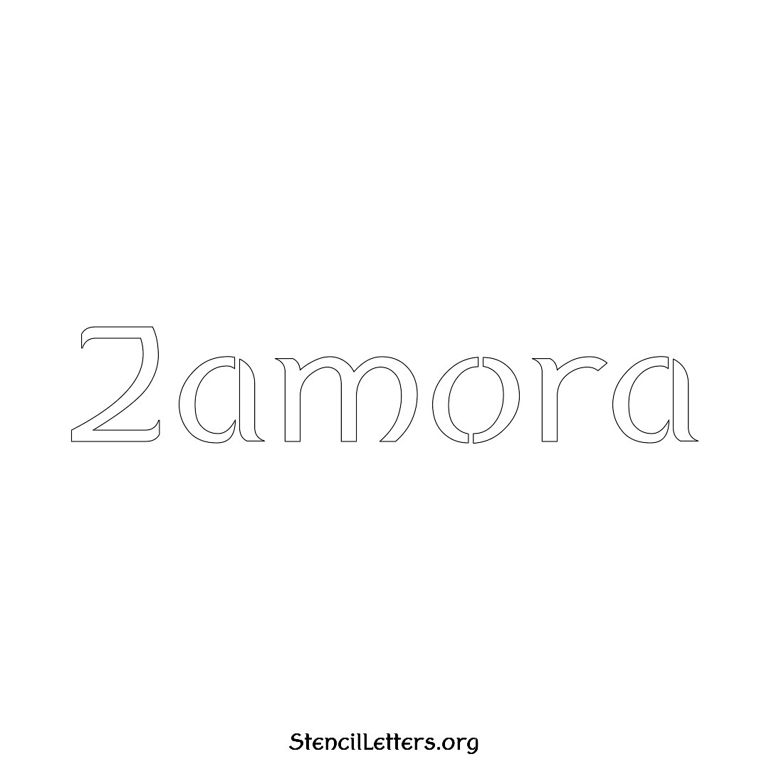 Zamora name stencil in Ancient Lettering