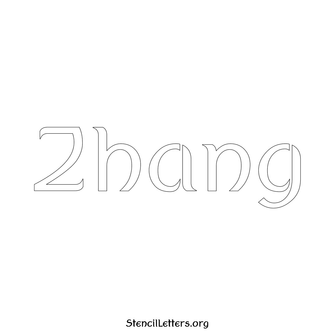 Zhang name stencil in Ancient Lettering