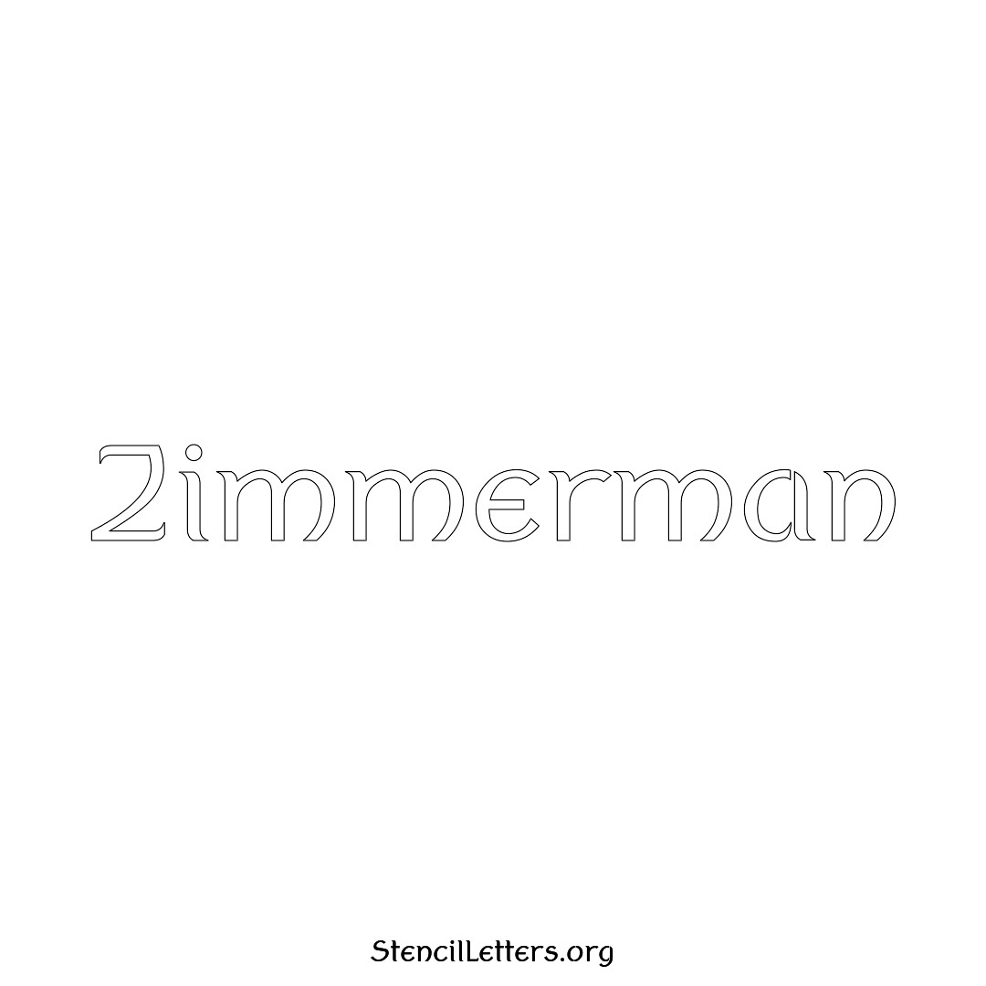 Zimmerman name stencil in Ancient Lettering