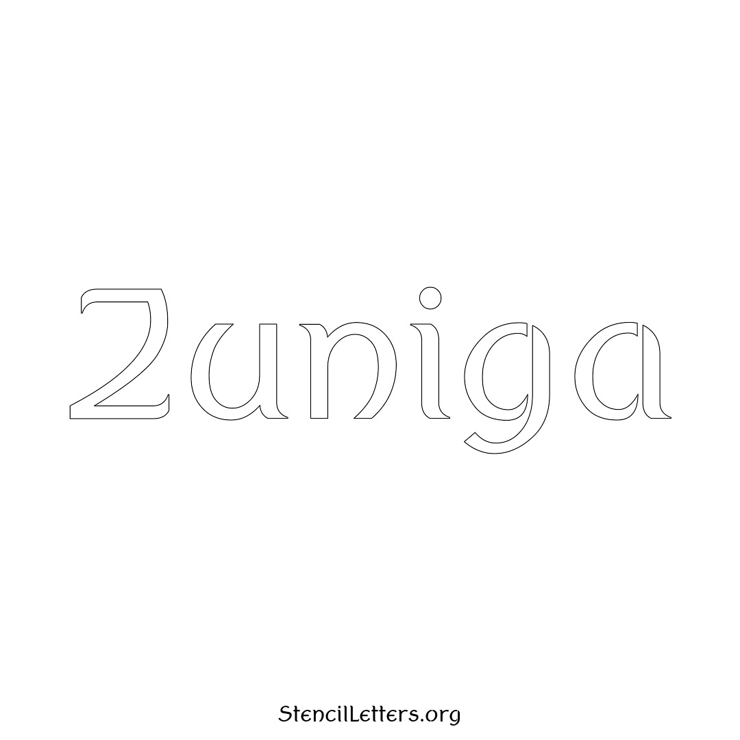 Zuniga name stencil in Ancient Lettering